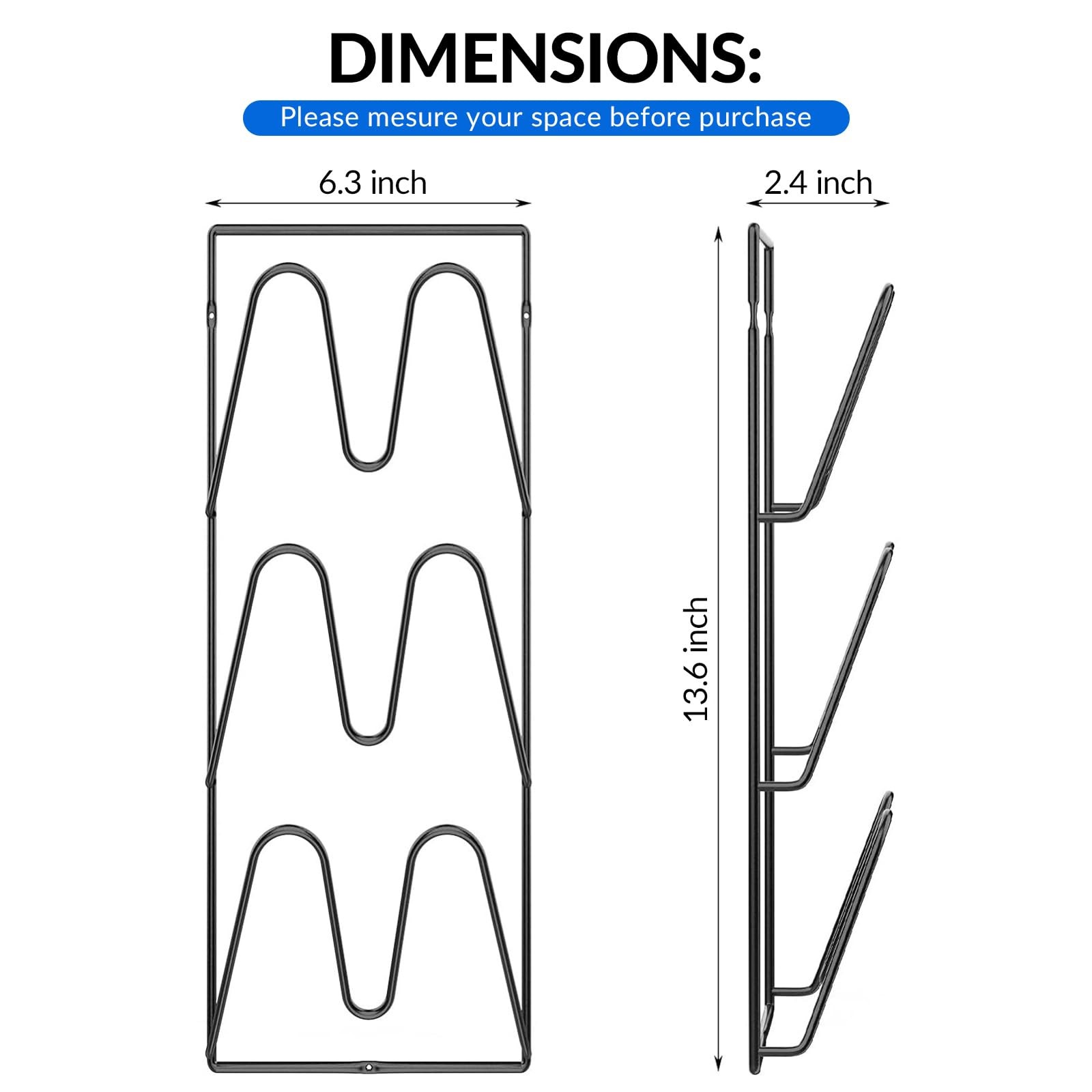2 Pack Pot Lid Organizer 6-Tier Pots and Pans Organizer Rack for Cabinet Door...