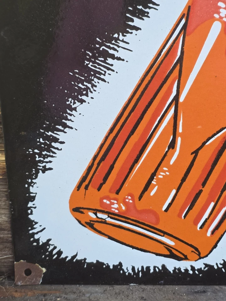 RARE GIANT VINTAGE 1950'S ORANGE CRUSH 16" X 13" PORCELAIN GAS STATION SIGN . - Image 4 of 4