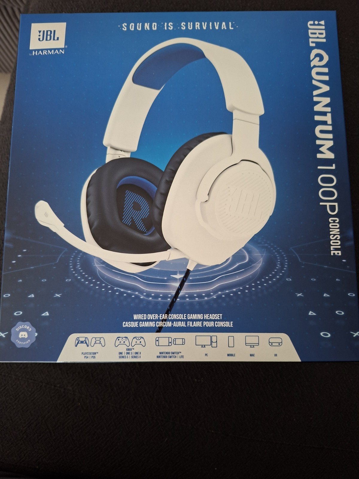 Casque Gaming JBL Quantum 100P avec Micro Amovible et Son Spatialise