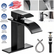 Black Matte Bathroom Sink Faucet Vanity Waterfall Single Handle Mixer Basin Taps