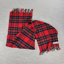 Cashmere Royal Stewart Tartan Plaid Fringe Scarf Unisex Red Warm Luxury Fashion