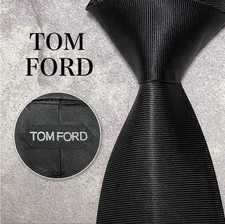 TOM FORD Neck Tie Black Solid Silk Stripe Cla...