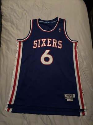 Hardwood Classics Philadelphia 76ers Julius Erving #6 Blue Jersey Size L