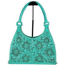 Origenes David Luna Handbag Blue Purse Tote Artisan Tooled VTG Leather Satchel