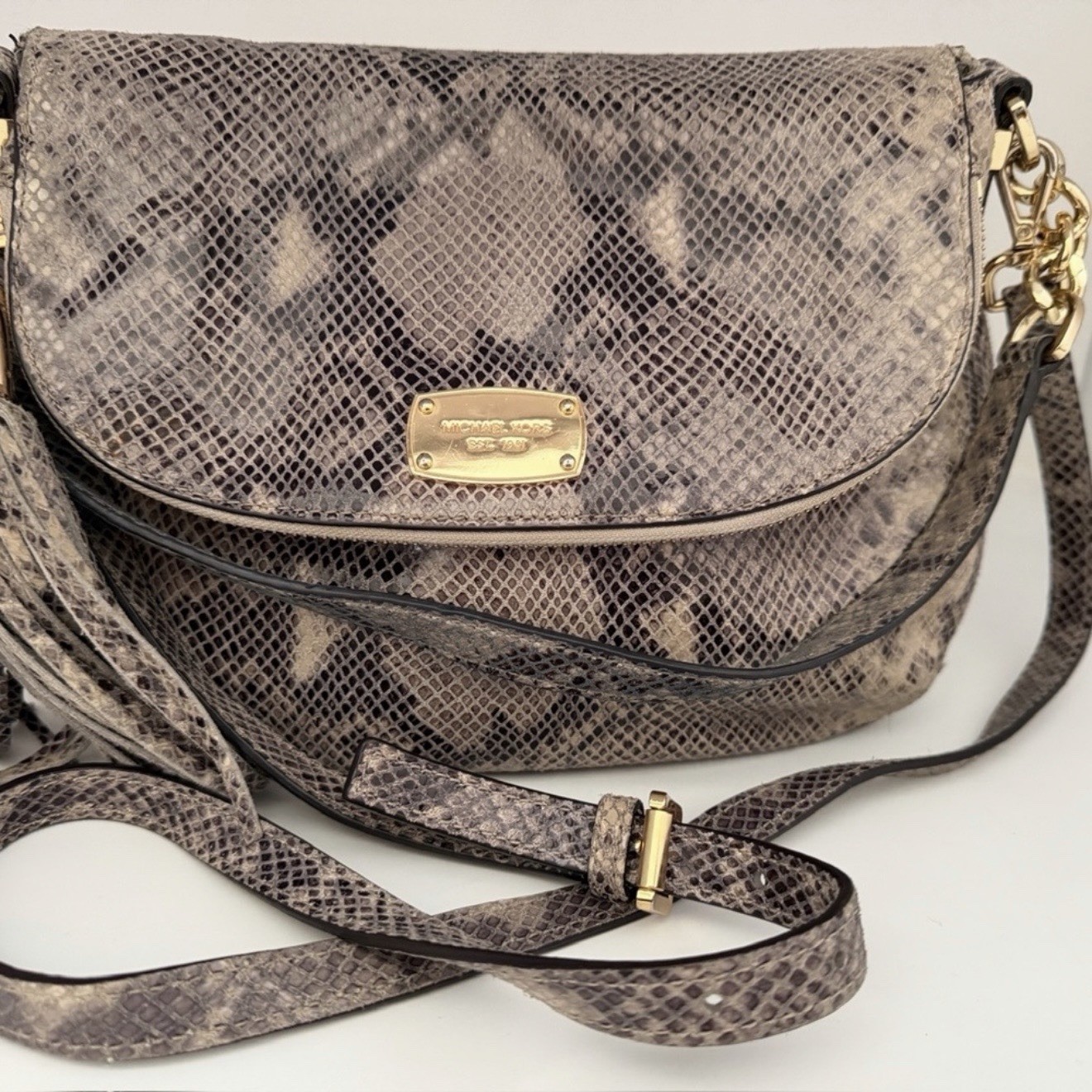 Michael Kors Bedford Python-Embossed Leather Cros… - image 4