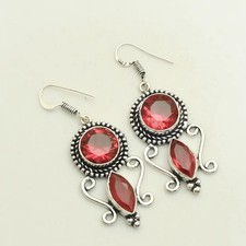 Garnet Gemstone Handmade Drop Dangle Earrings Jewelry 2.32
