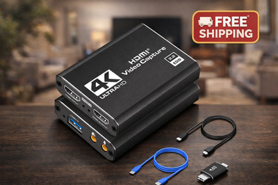 4K HDMI Capture Card for Streaming, Full HD 1080P 60FPS USB Cam Link Game Audio