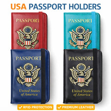 Passport Holder Cover RFID Blocking Leather Travel Wallet with Card