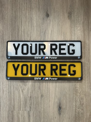 #ad BMW M Power Number Plate Frames X2 UK Black White Logo Car Accessory Front Rear GBP 16.99