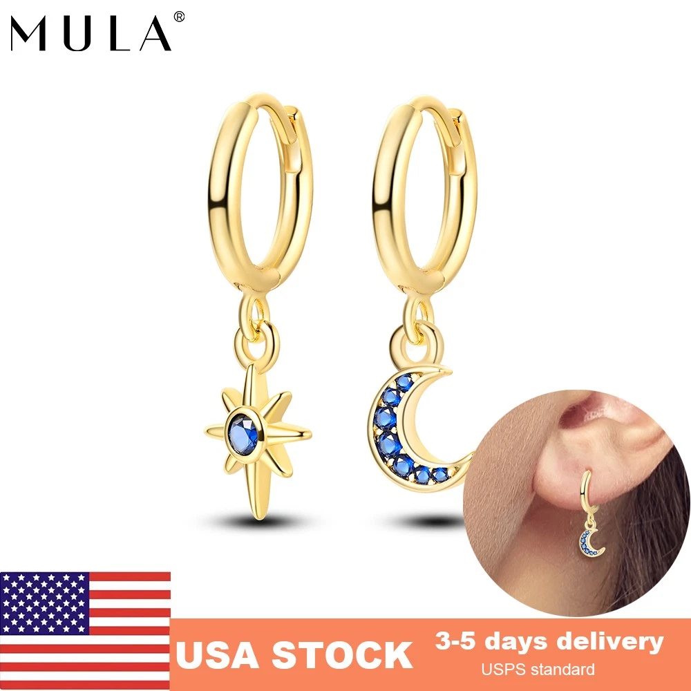 Ear Partner Star S999 Sterling Silver Hoop Earrings Korean Shiny Zirconia Cartilage Stud Earring For Women Lady Girls Gift I.300449987