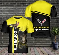 Personalized Men's Corvette Racing Logo 3D yellow black T-Shirt - All Size