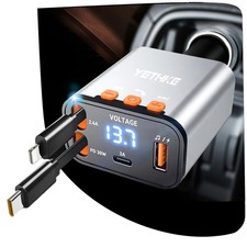 Bluetooth Car Adapter with Retractable Charger, Upgrade Bluetooth 5.4 FM Tra...