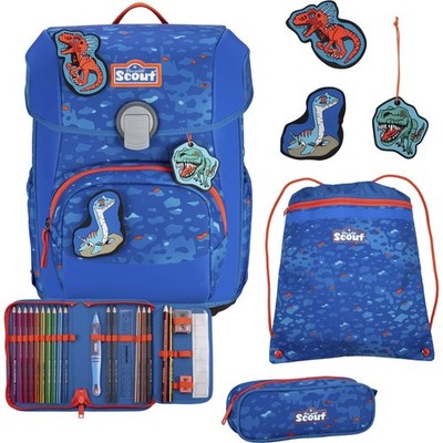 Scout NEO Schulranzen Set Superflash (4 tlg.),  Blue Dino