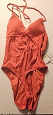 Lucky Women's Size M Golden Wave One Piece Swimsuit in Orange NWT