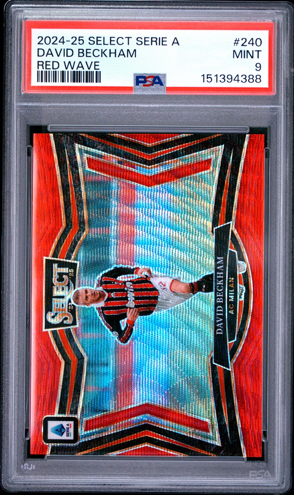 2024-25 Panini Select Serie A #240 David Beckham Red Wave PSA 9 #/38 view 1
