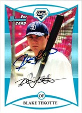 #BDPP42 BLAKE TEROTTE SIGNED 2008 Bowman Draft Prospects MLB Card DP PADRES