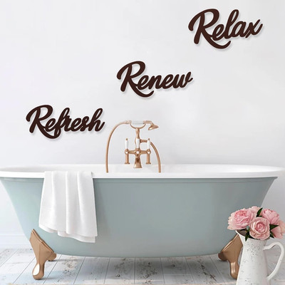 3 Pieces Bathroom Decor Felt Bathroom Sign Relax Renew Refresh Sign,Wall Decor f