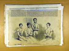 Original Old Antique Print 1855 Winners Four-Oared Taylor Ault Carroll Wood Race