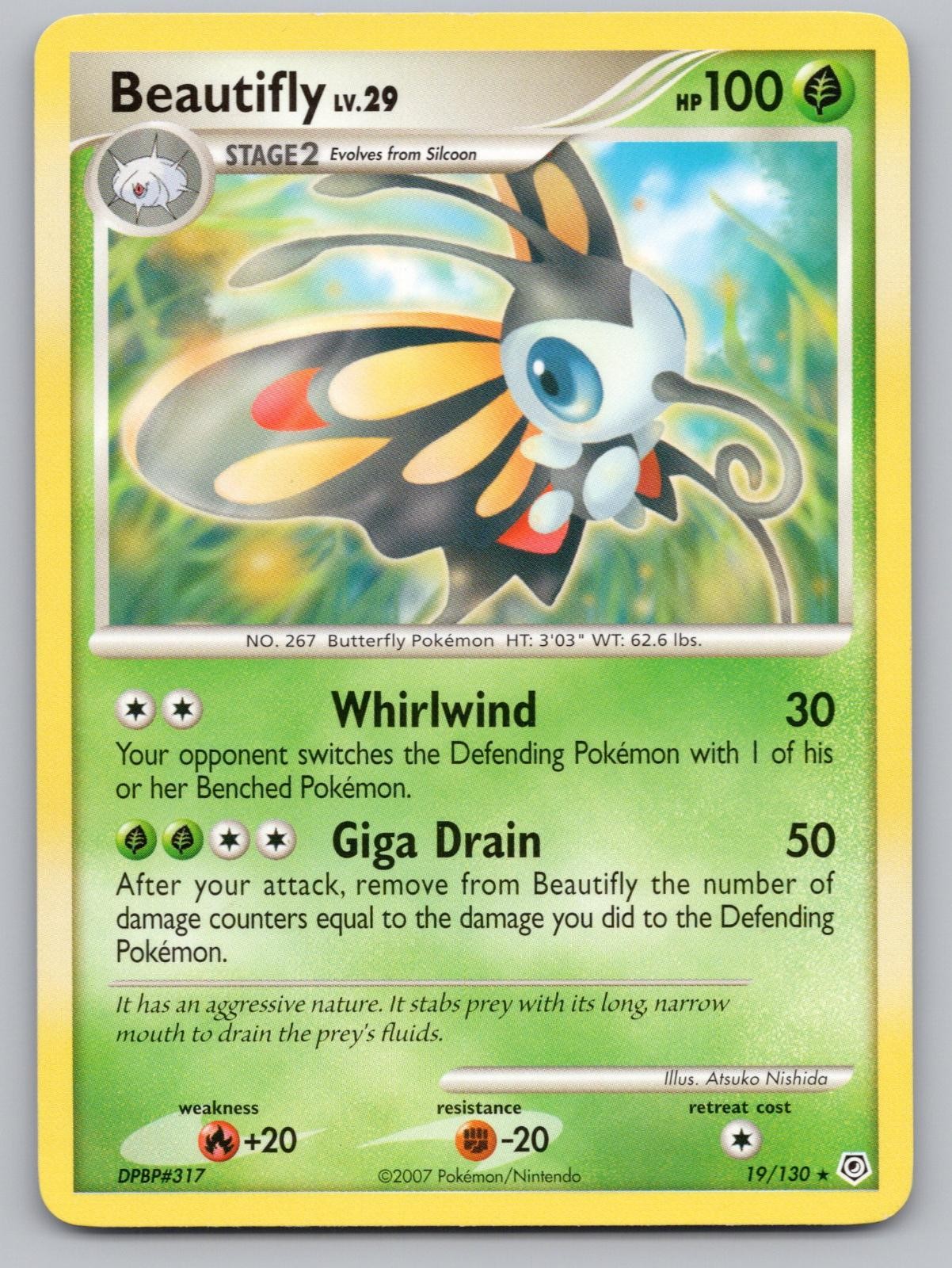 Beautifly 19/130 Rare Diamond & Pearl Pokemon Lightly Played