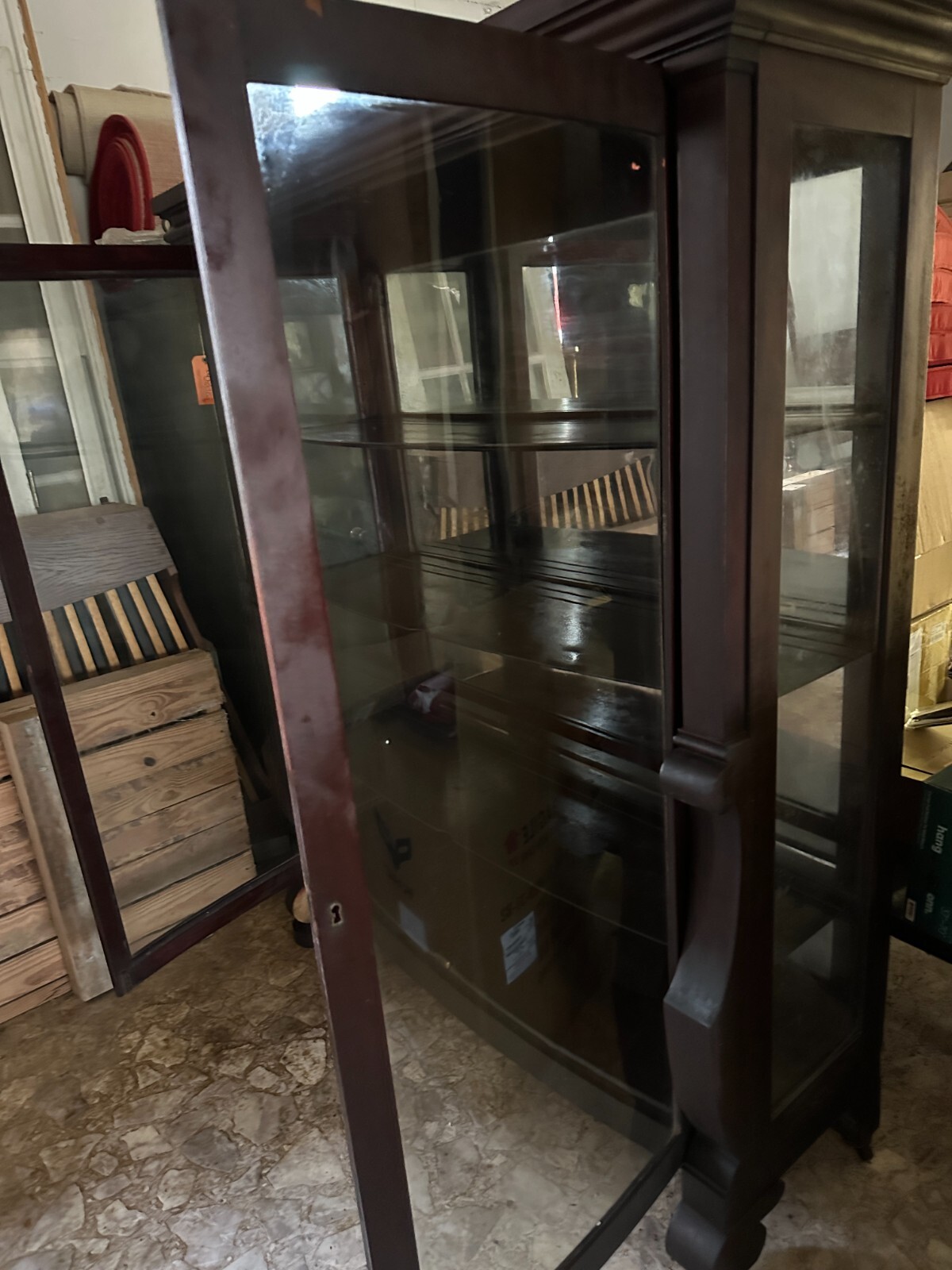 Vintage curved glass and mirrored china hutch eBay