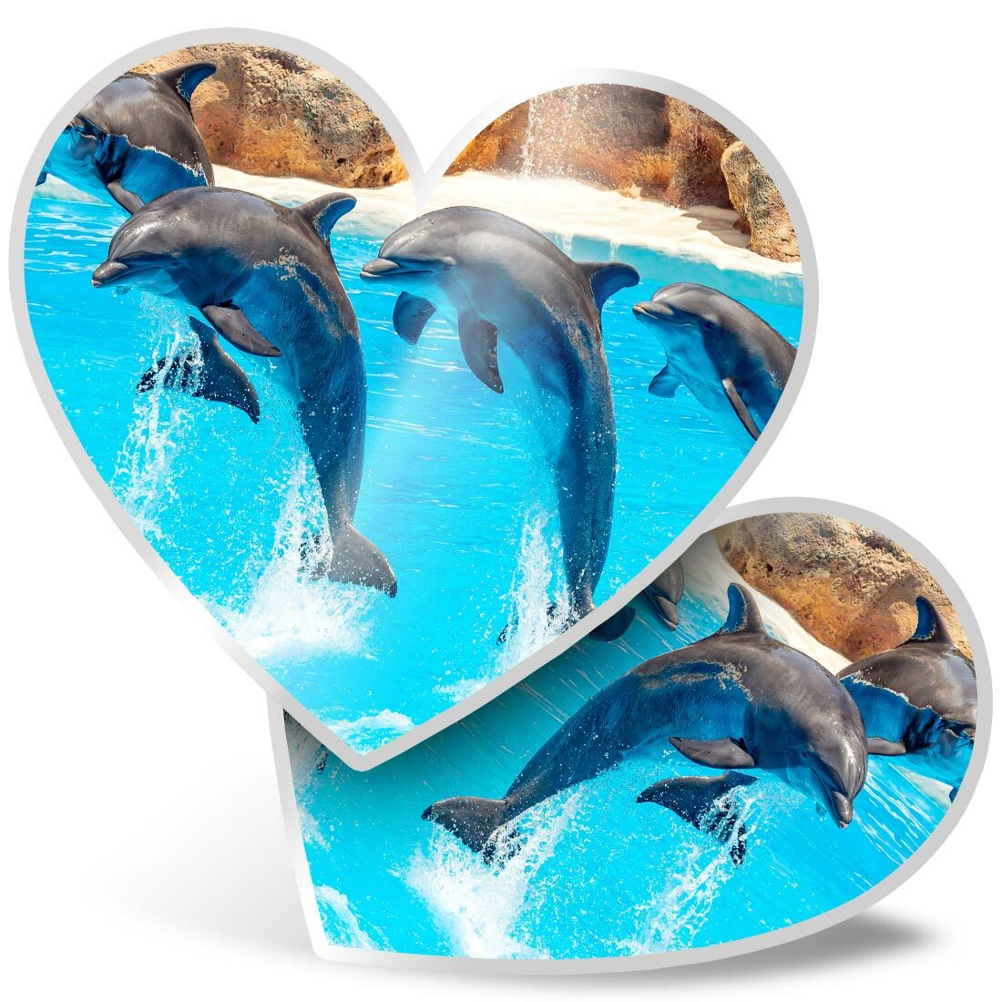 2 x Heart Stickers 7.5 cm - Jumping Dolphins Dolphin #12949 | eBay