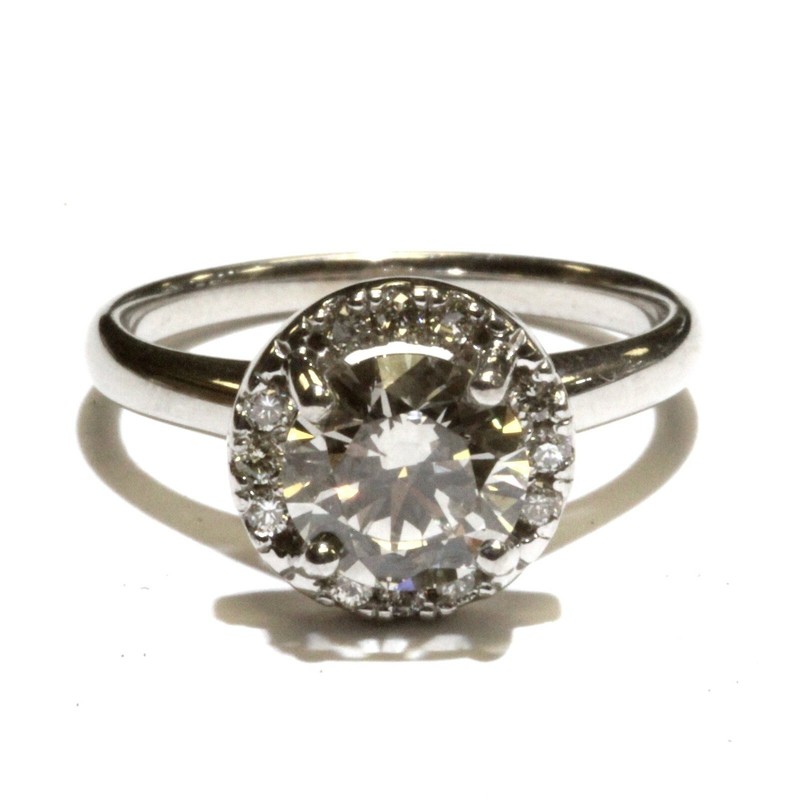 GIA 14k white gold 1.83ct lab Created round diamond halo engagement ring 4.2g 7