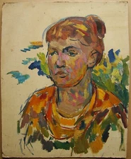 Ukrainian Soviet Oil Painting female portrait postimpressionism fauvism woman