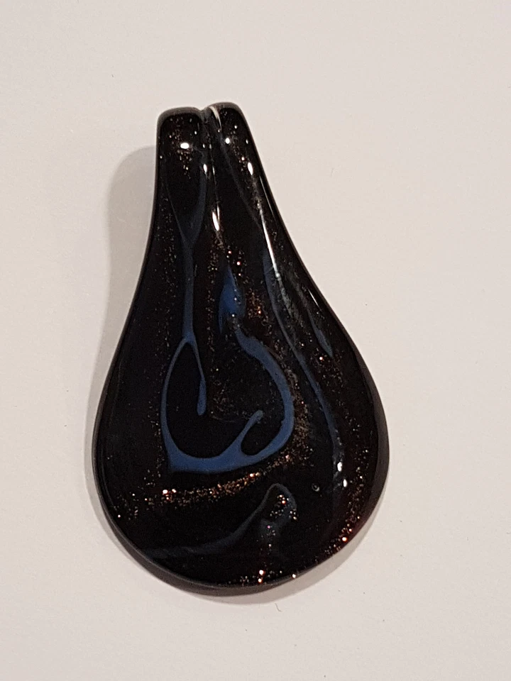 Tropfen Spirale Glas Anhänger im Murano Stil mit Goldsand Kettenanhänger  - Bild 1 von 1