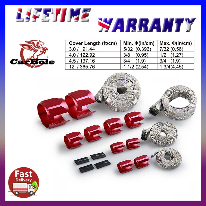 Blue/Red/Silver Braided Hose Steel Sleeve Kit Radiator Heater Fuel Line Covers - image 2 of 4