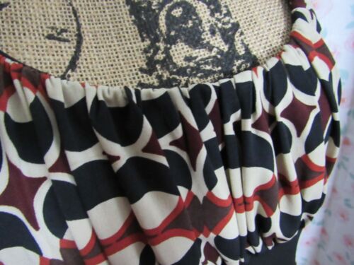 TIANA B, WOMEN'S BROWN/BLACK POLY SLEEVELESS GEOMETRIC CAREER DRESS, SIZE M - Picture 3 of 6