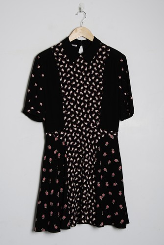 MIU MIU Women Dress Black Floral V-Neck Casual Bodycon Wrap Size IT 42 S - Picture 3 of 5