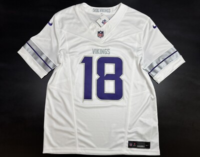 Medium Jefferson #18 Vapor FUSE Jersey Winter Warrior White Vikings  Authentic