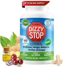 Dizzy Stop - Natural Vertigo Relief & Non Drowsy Motion Sickness Relief (80 cap)