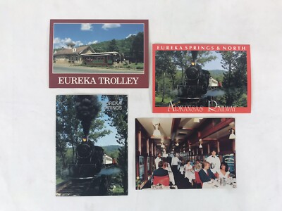  Eureka Springs Arkansas Railway Trolley Postcards Lot of 4 