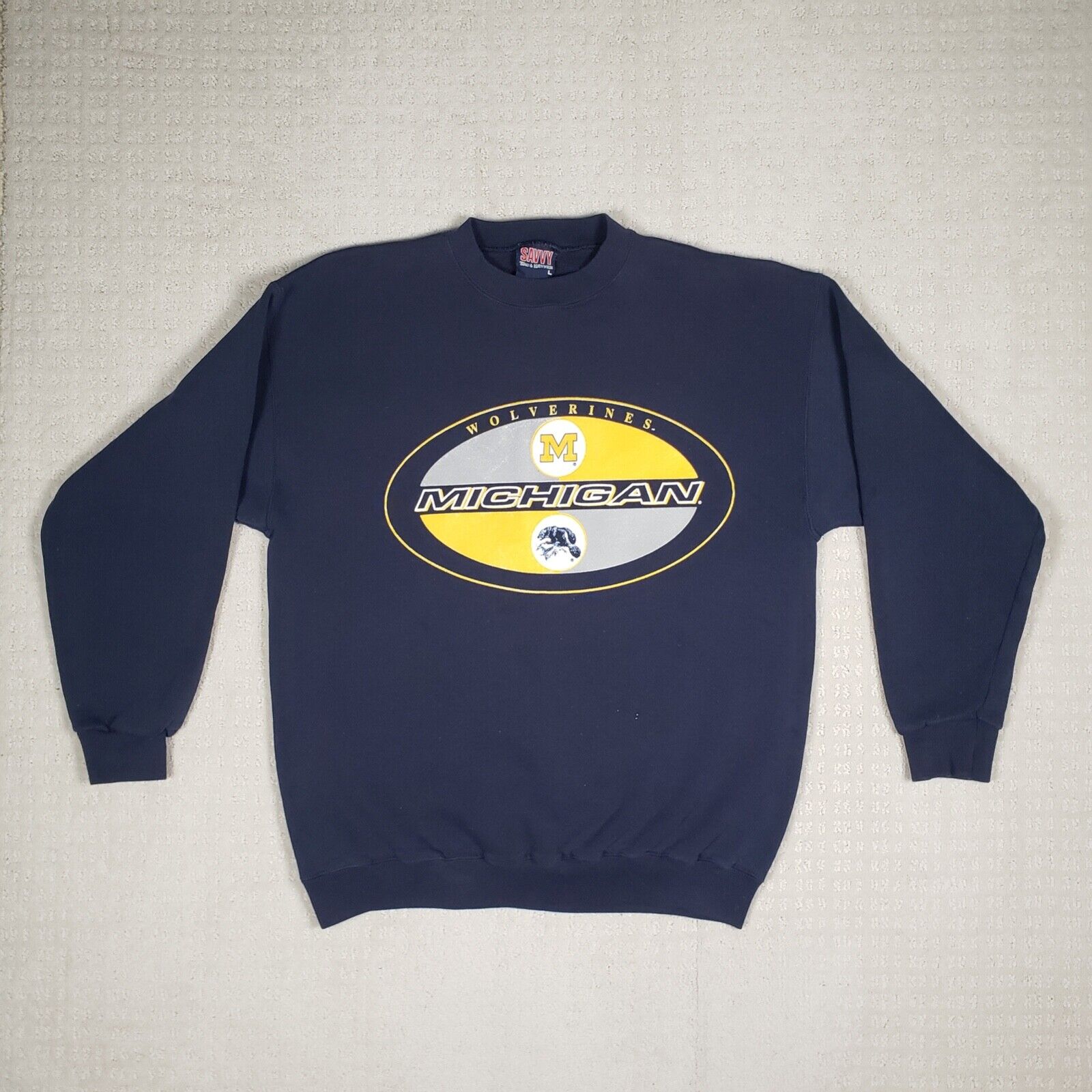 Tilsyneladende nøjagtigt Skuffelse Michigan Wolverines Sweatshirt Mens Large Blue Savvy Crew Neck Graphic USA  Made | eBay