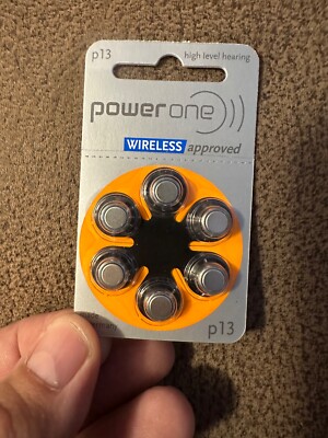PowerOne Hearing Aid size 13 Genuine Mercury Free Batteries,Germany 10 6 pak, 60