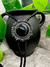 Rodeo Bolo Tie Western Cowboy Bracelet Black Leather Necktie New Free Ship B1279