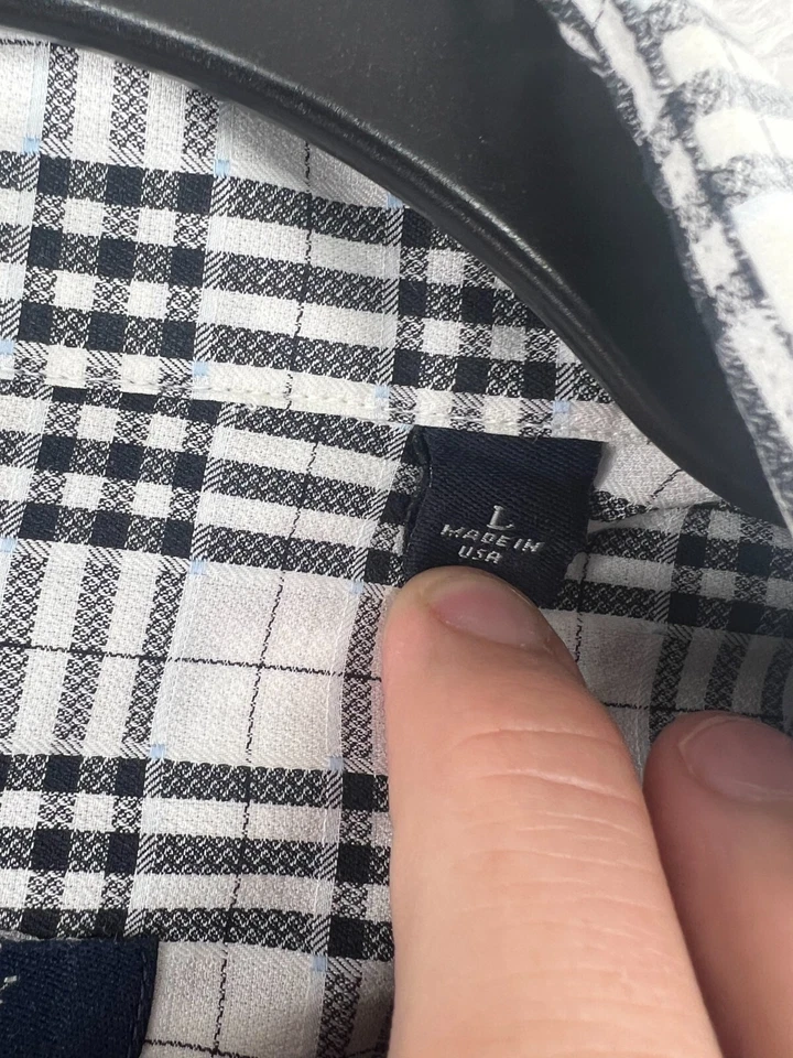 Burberry London Shirt Mens Large Button Up Black White Nova Plaid Check USA - Image 4 of 4