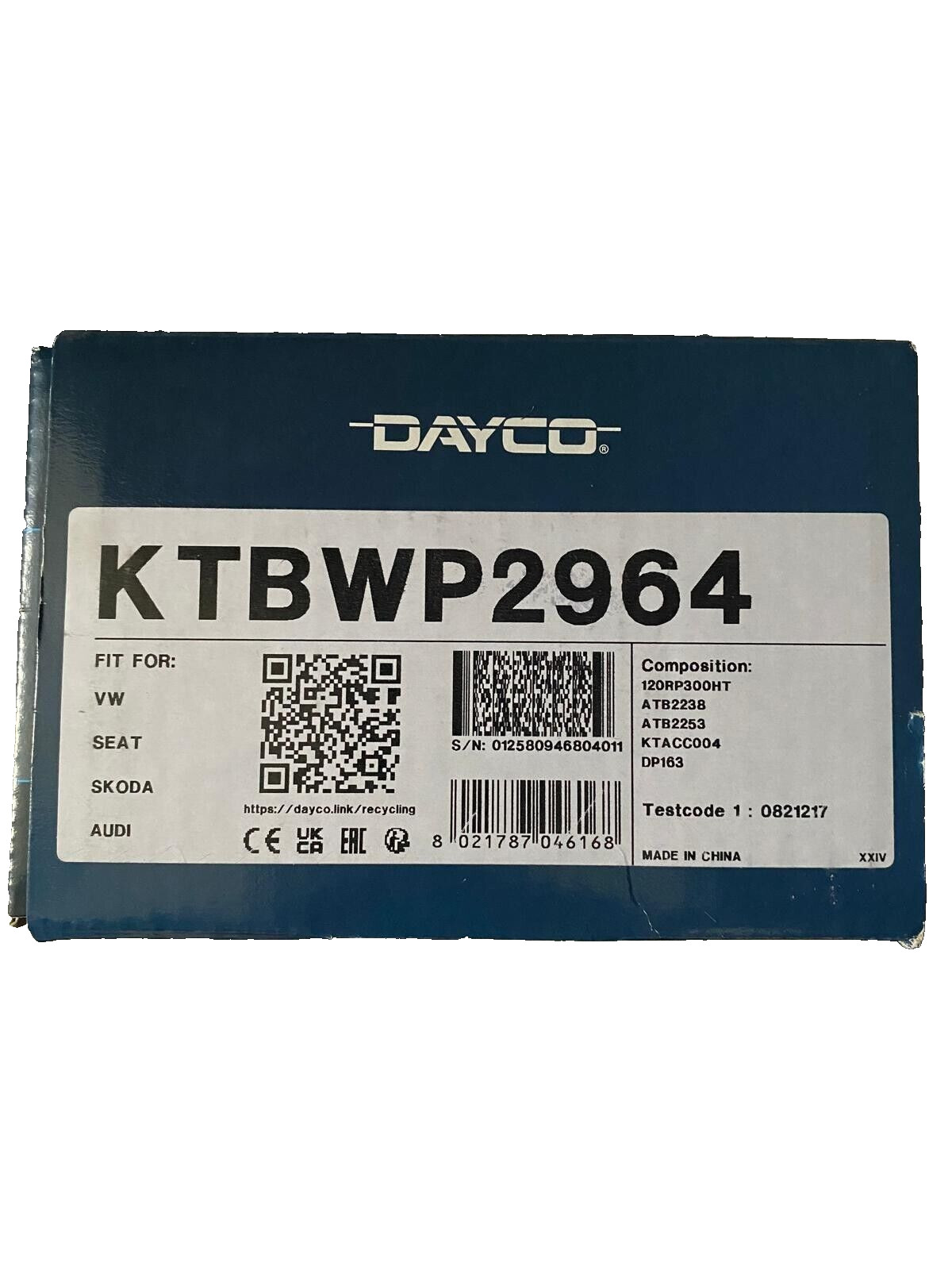 Évitez la casse moteur avec le kit distribution DAYCO KTBWP2964 pour Seat Ibiza