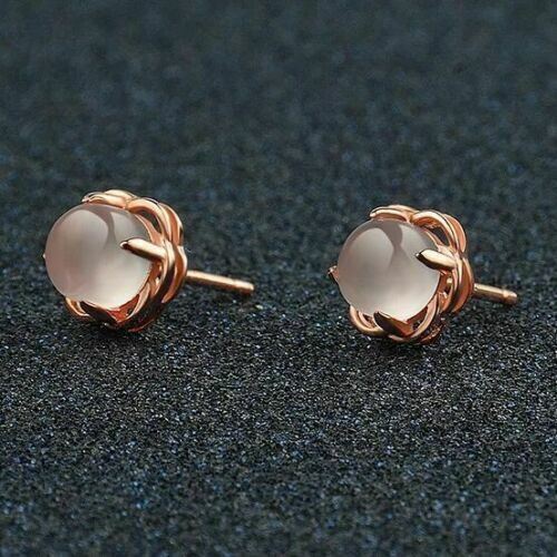 Women Silver Plated Pink Crystal Rose Gold Stud Earrings Jewellery Gift - Picture 4 of 4