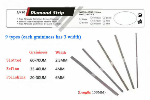 Dental Orthodontic Stainless Steel IPR Diamond Strips Double Side 9 Sizes Choose - Picture 2 of 4