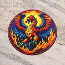 Mythical Phoenix Patch Iron-On Applique For Clothes, Mythology Badge, Fire