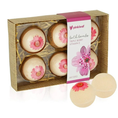 Bath Bomb Triple Berry Luxury Vitamin E 6-pack Gift Set Aromatherapy 6x100 G