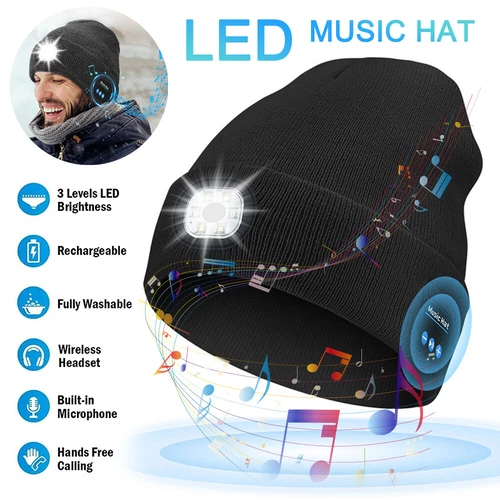Winter warme drahtlose Bluetooth Beanie Mütze Kappe Headset Kopfhörer Lautsprecher mit Mikrofon _ USA - Bild 18 von 20
