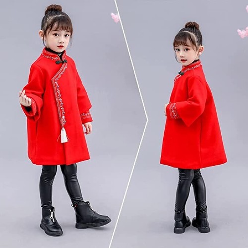 Quenny 12908Girl's Winter Double-Sleeve Embroidered Woolen Coat New Year Clothes - Picture 3 of 6
