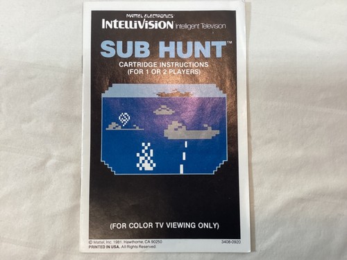 Sub Hunt (Mattel Intellivision 1981) ~ CIB Complete w/ Box Manual & Overlays - Picture 9 of 16