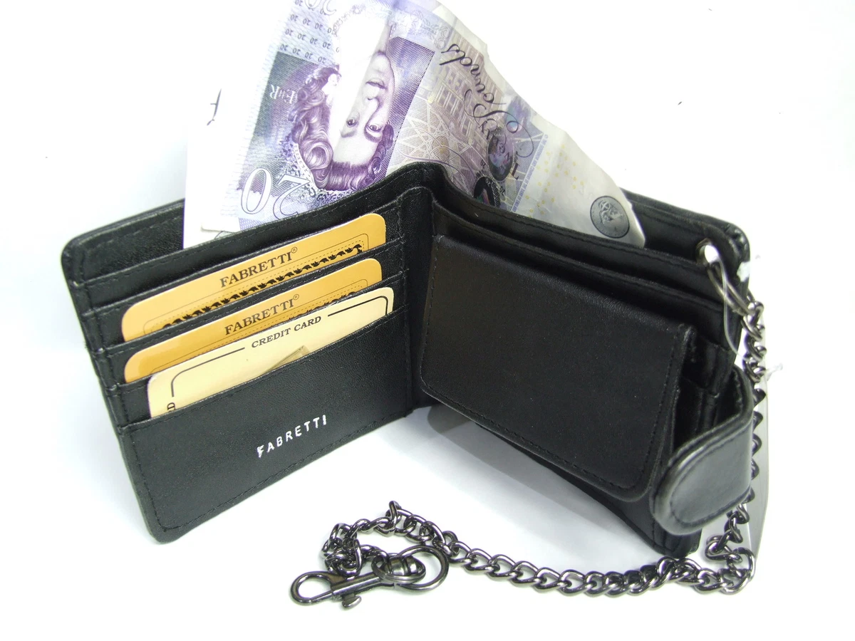 Mens coin top pouch with chain
