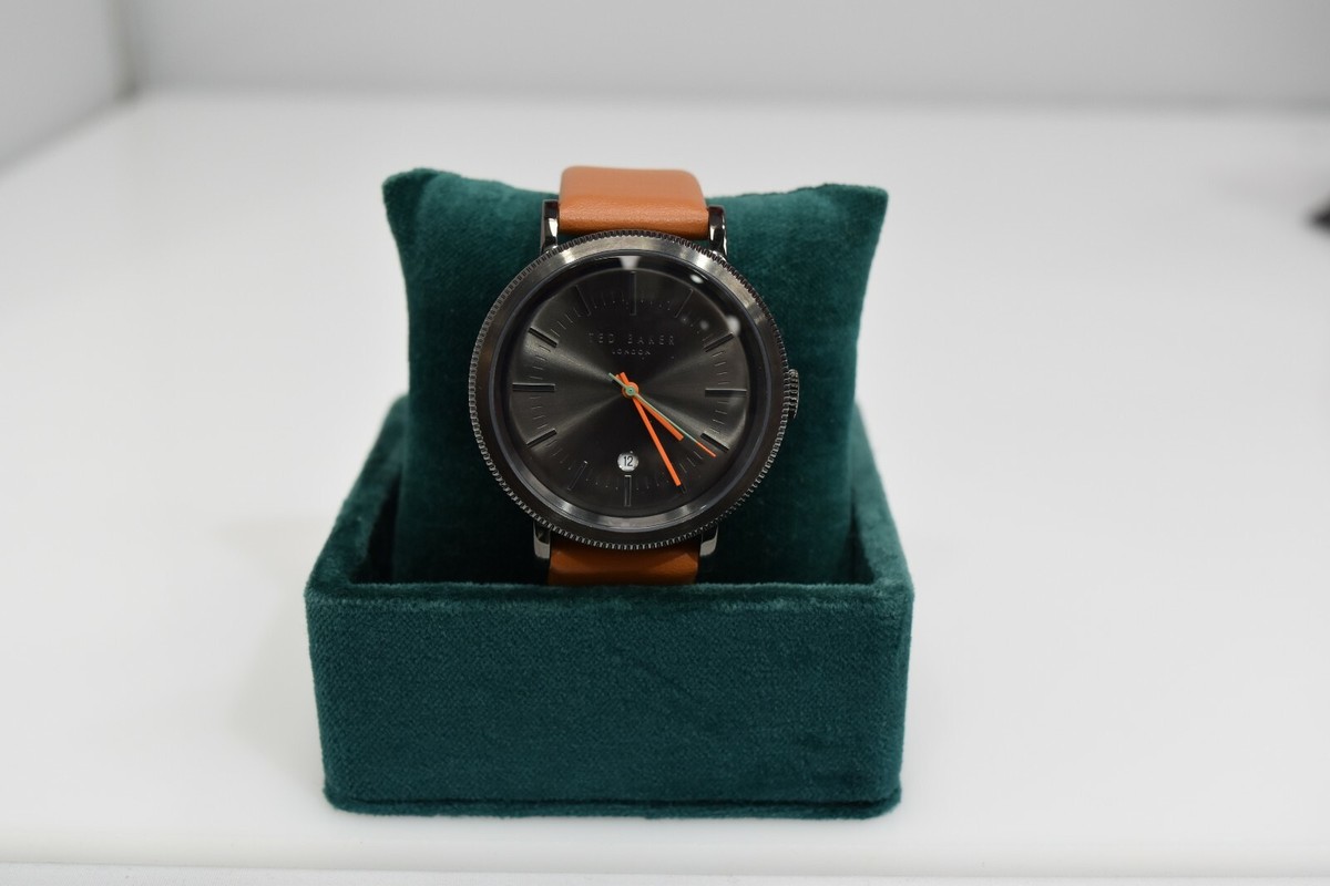 New Ted Baker Brown Leather Gunmetal 10031504 $175 Watch - Main Image