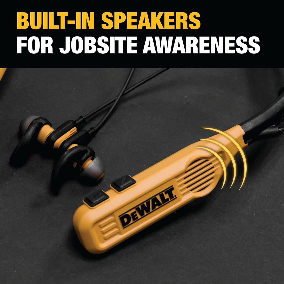 DEWALT 2-in-1 Neckband Bluetooth Headphones w/Built-in
