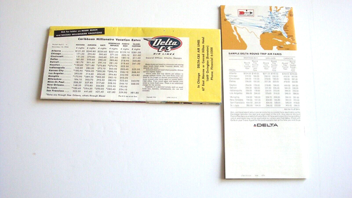 DELTA C & S AIRLINES ROUTE MAP BROCHURES 1954 & 1970 ORIGINAL VINTAGE - Picture 2 of 5
